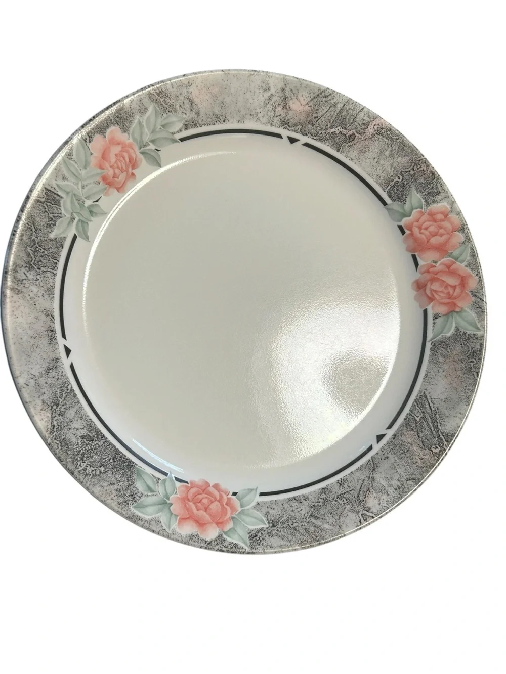 Vintage 90s CORELLE by Corning Silk & Roses 16-PC Dinnerware Set, Pink Black